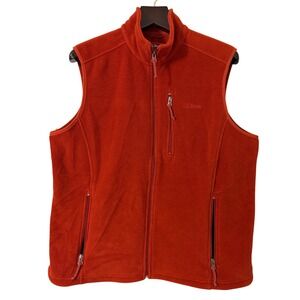 LL Bean Mens Fleece Vest Rust Orange Full Zip Pockets Size XL REG‎